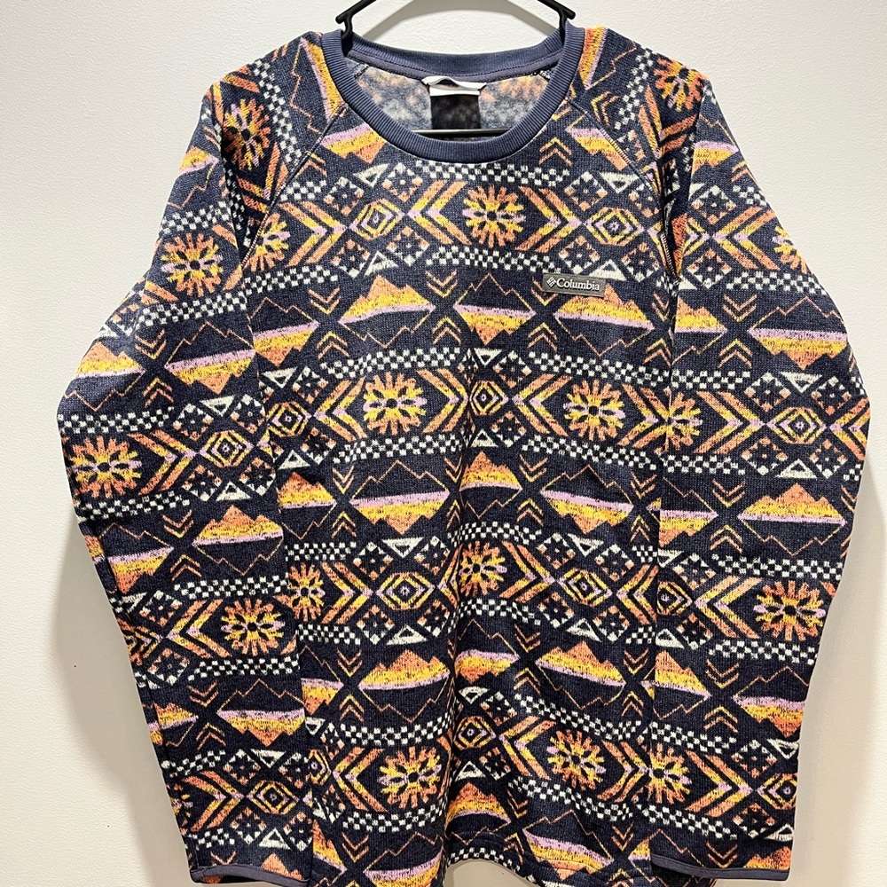 NWT Columbia Sweater Weathe Fleece Crew‎ Shirt Pullover Nocturnal Pinecones XL
